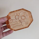 Cendrier en verre moulé pressé style art déco décor de roses