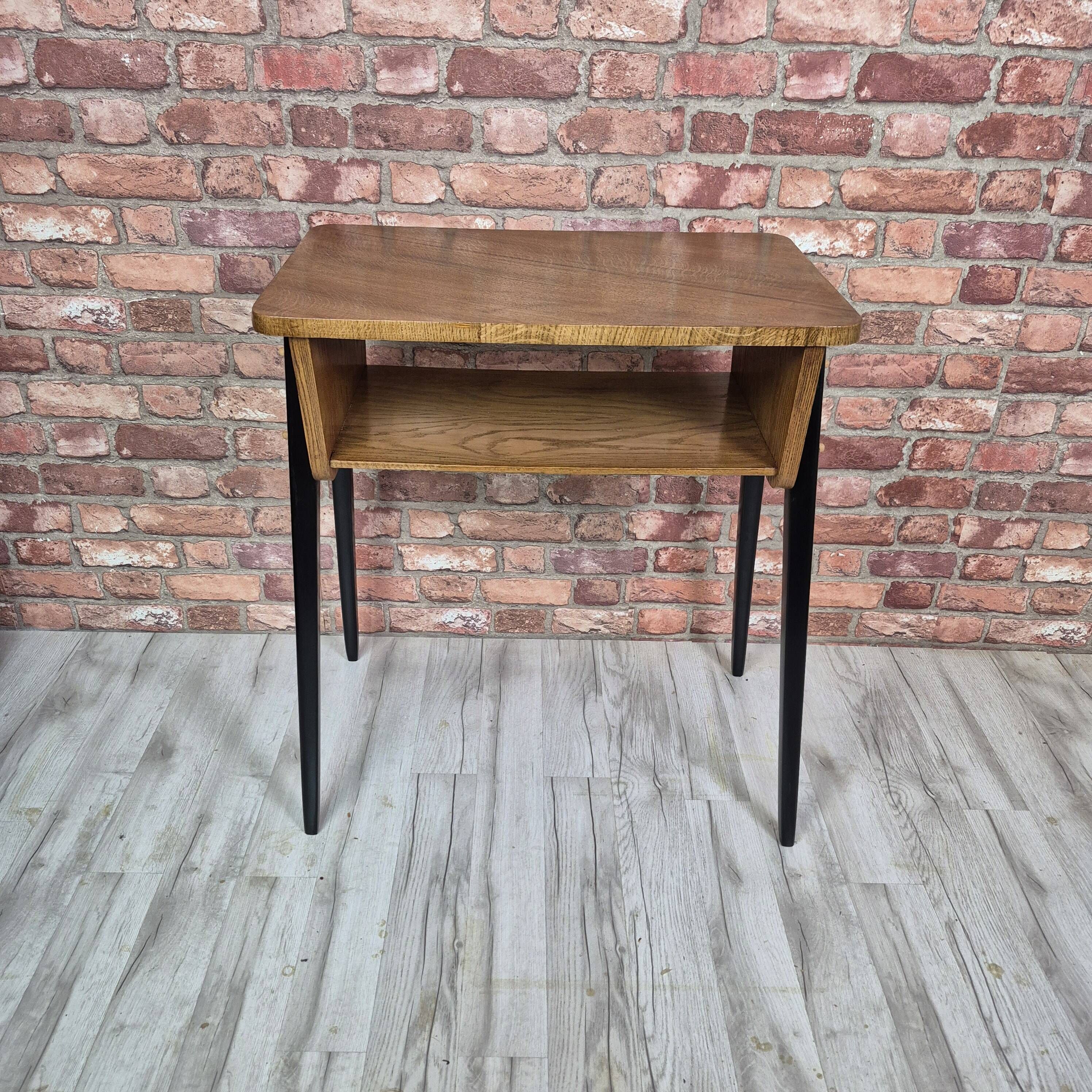Restored Mid Century Modern Oak and Ash Radio Table Type 640-B 1970s