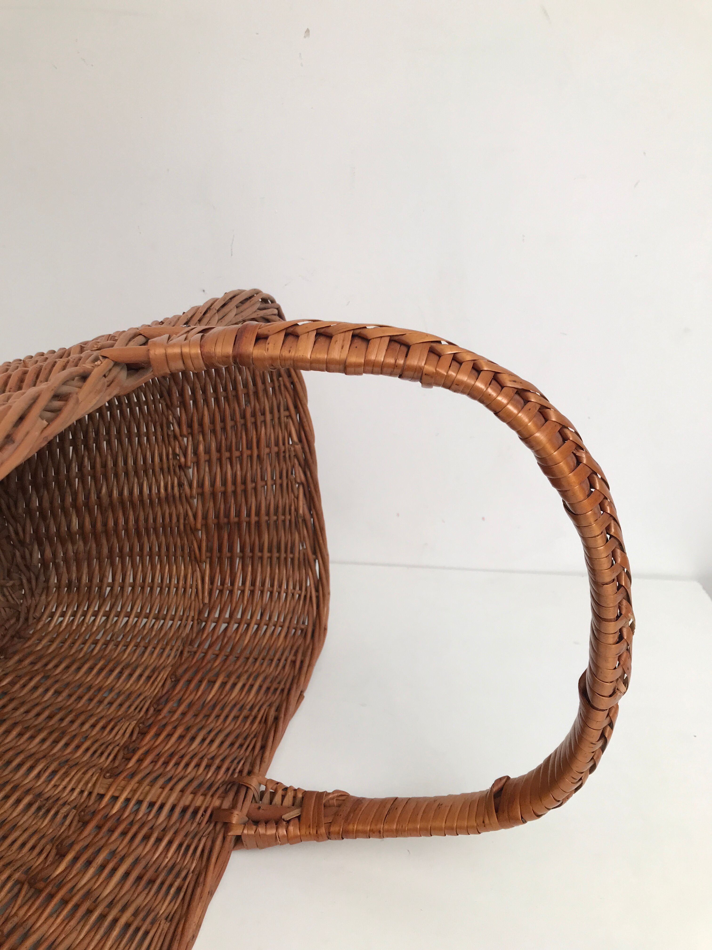 Vintage rattan wicker market basket