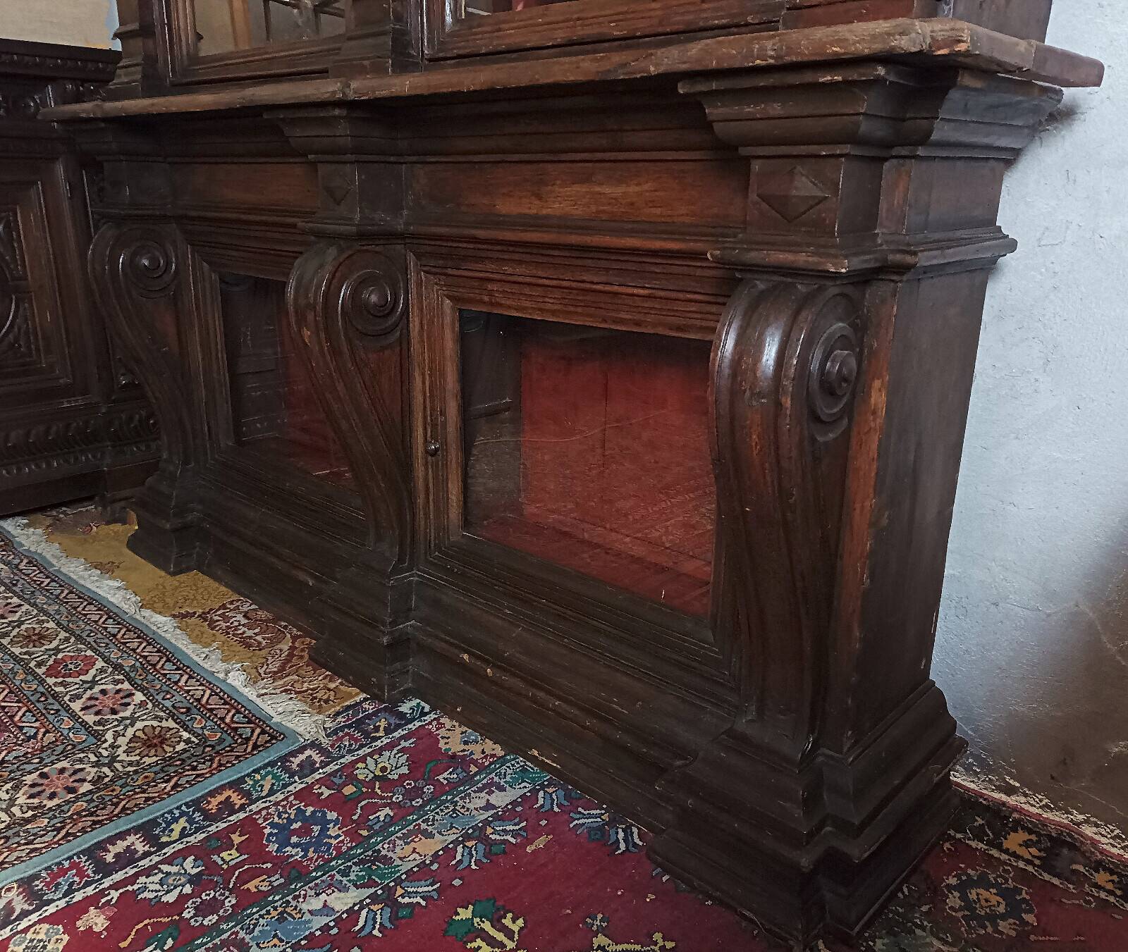 Empire-style solid pine workshop library from the 19th century.