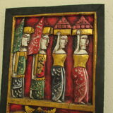 Wall decoration, Hindu polychrome wooden fresco