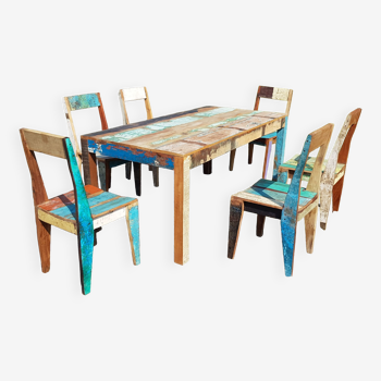 Teak table with 6 chairs