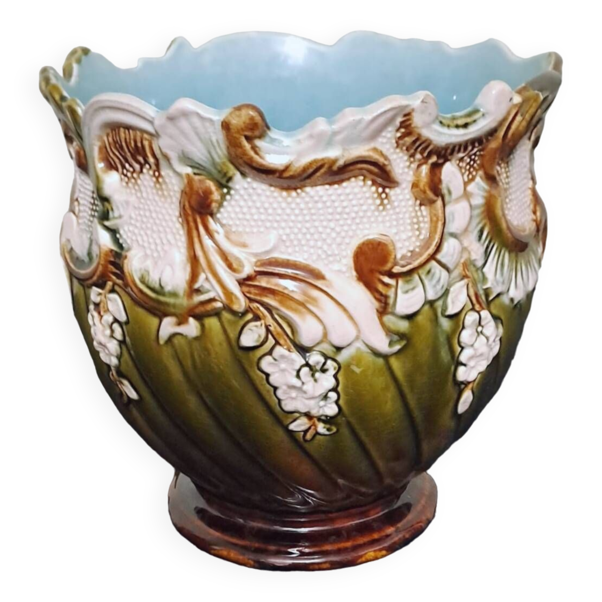 Majolica slip pot cover, height 20cm