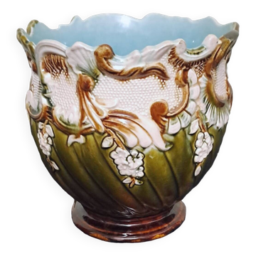 Cache pot en barbotine Majolique hauteur 20cm
