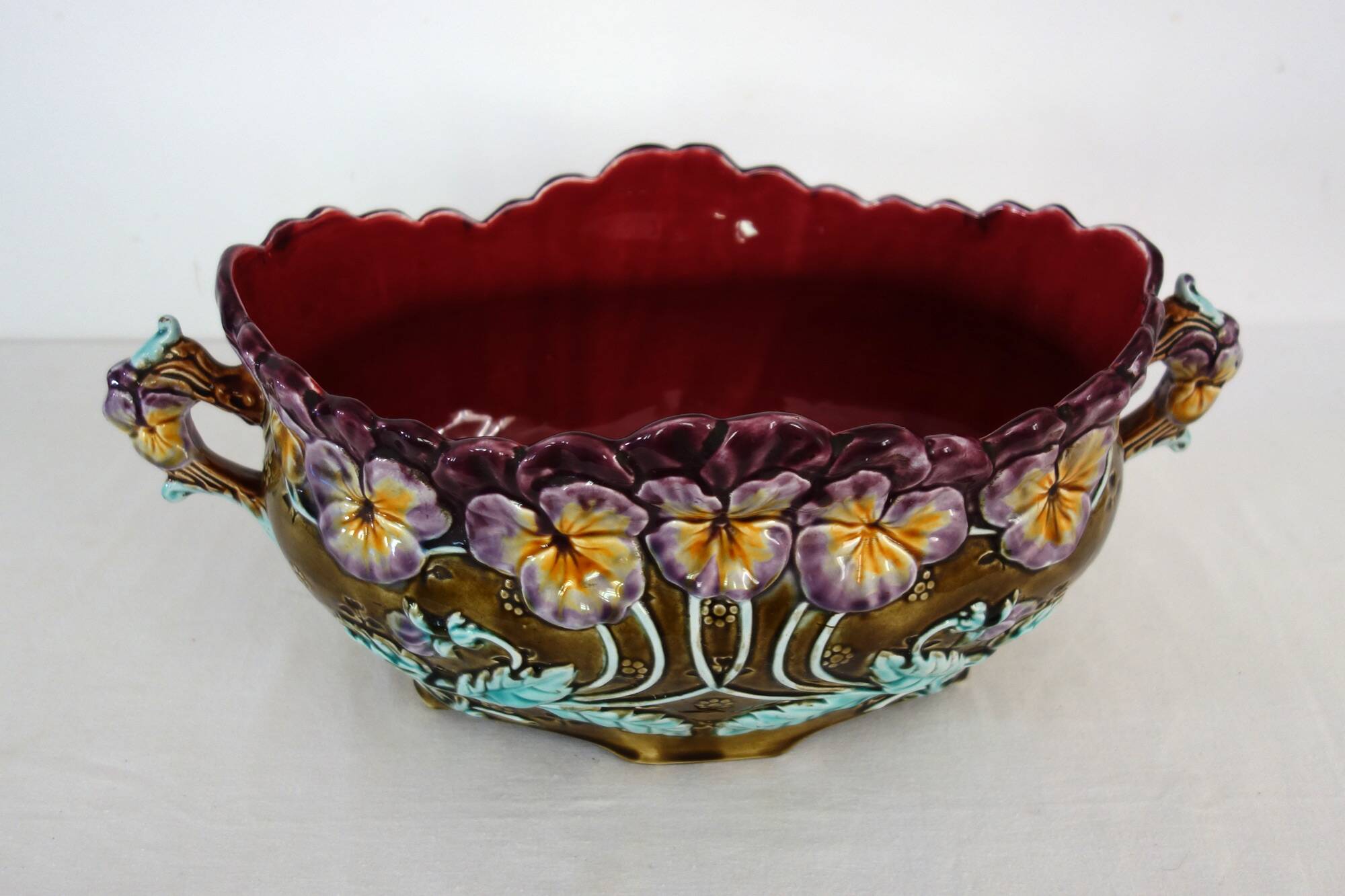 Large planter cache pot borbotine Onnaing art nouveau