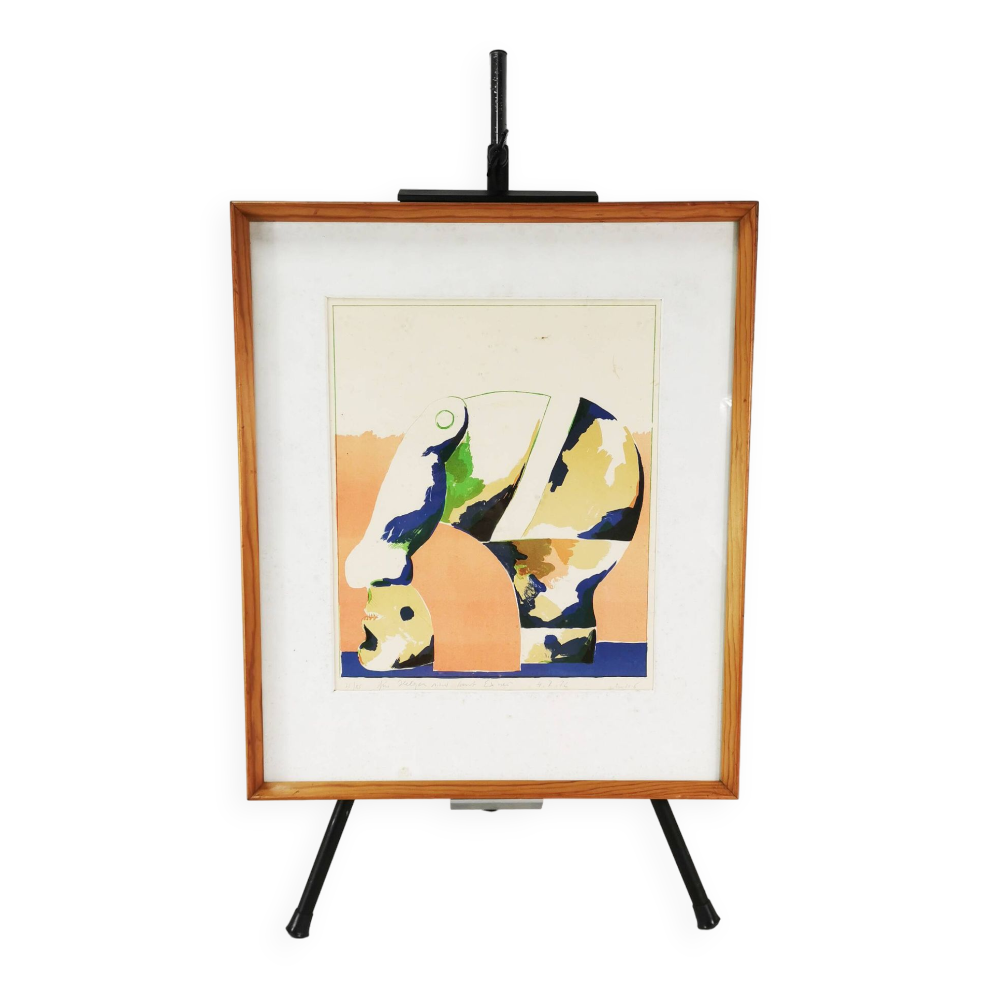 Horst Antes litografia “Portret głowy w kolorze”, Niemcy lata 70.