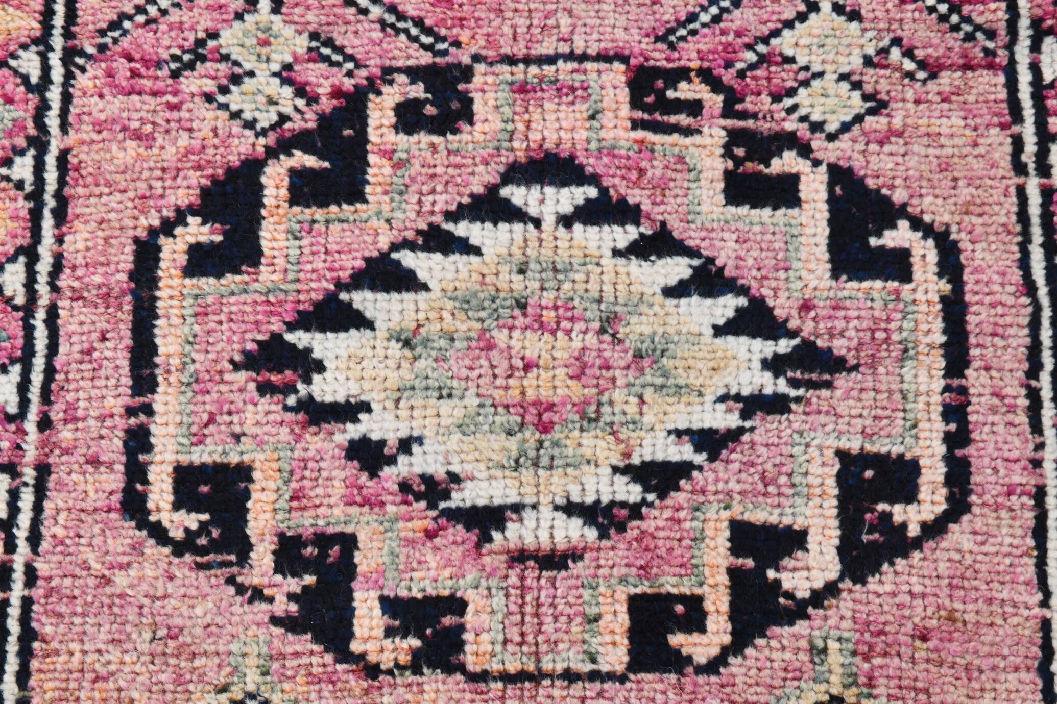 Soft Pink & Orange Rare Style Vintage Runner Rug, 91x359 Cm