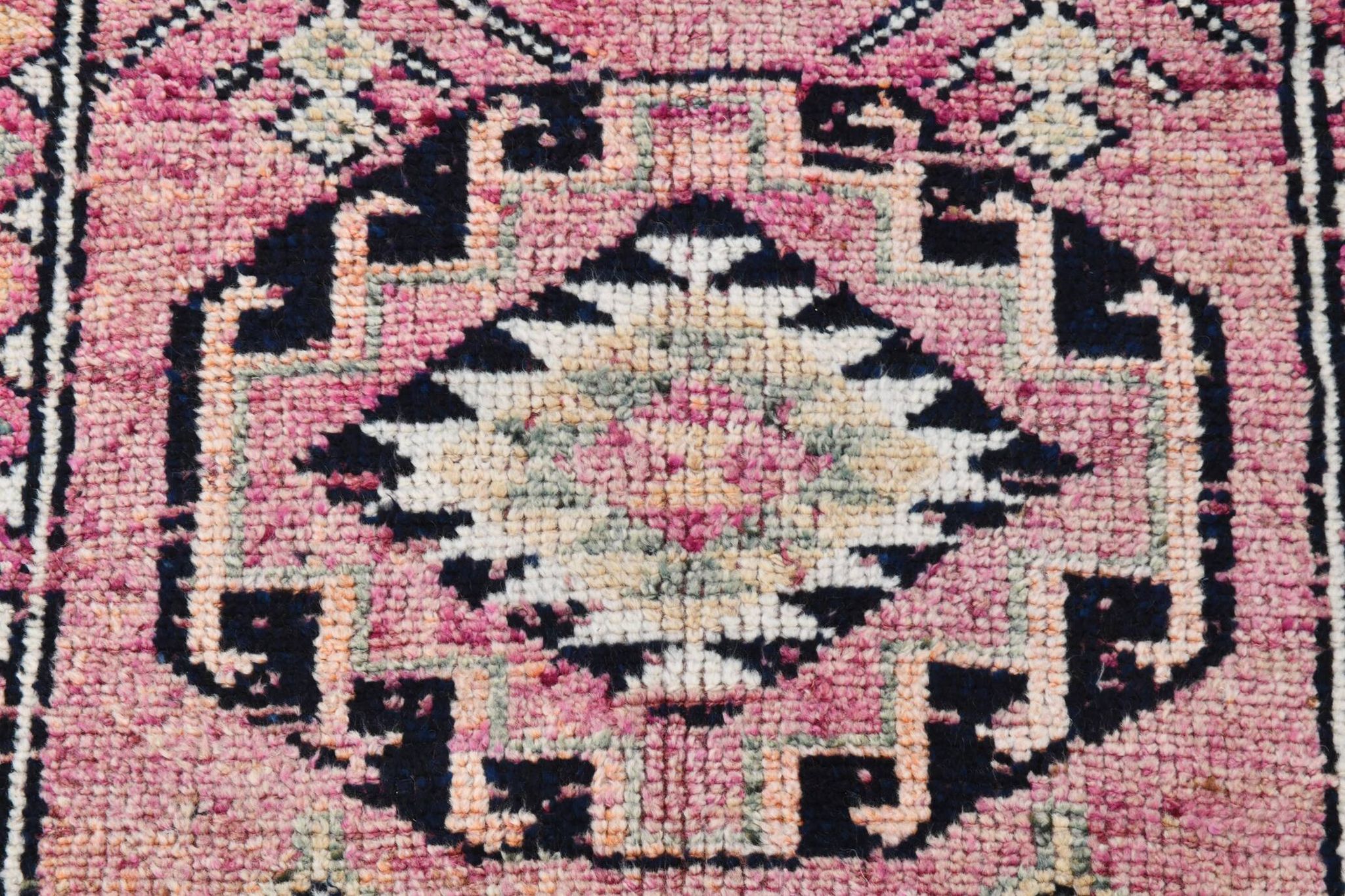 Soft Pink & Orange Rare Style Vintage Runner Rug, 91x359 Cm