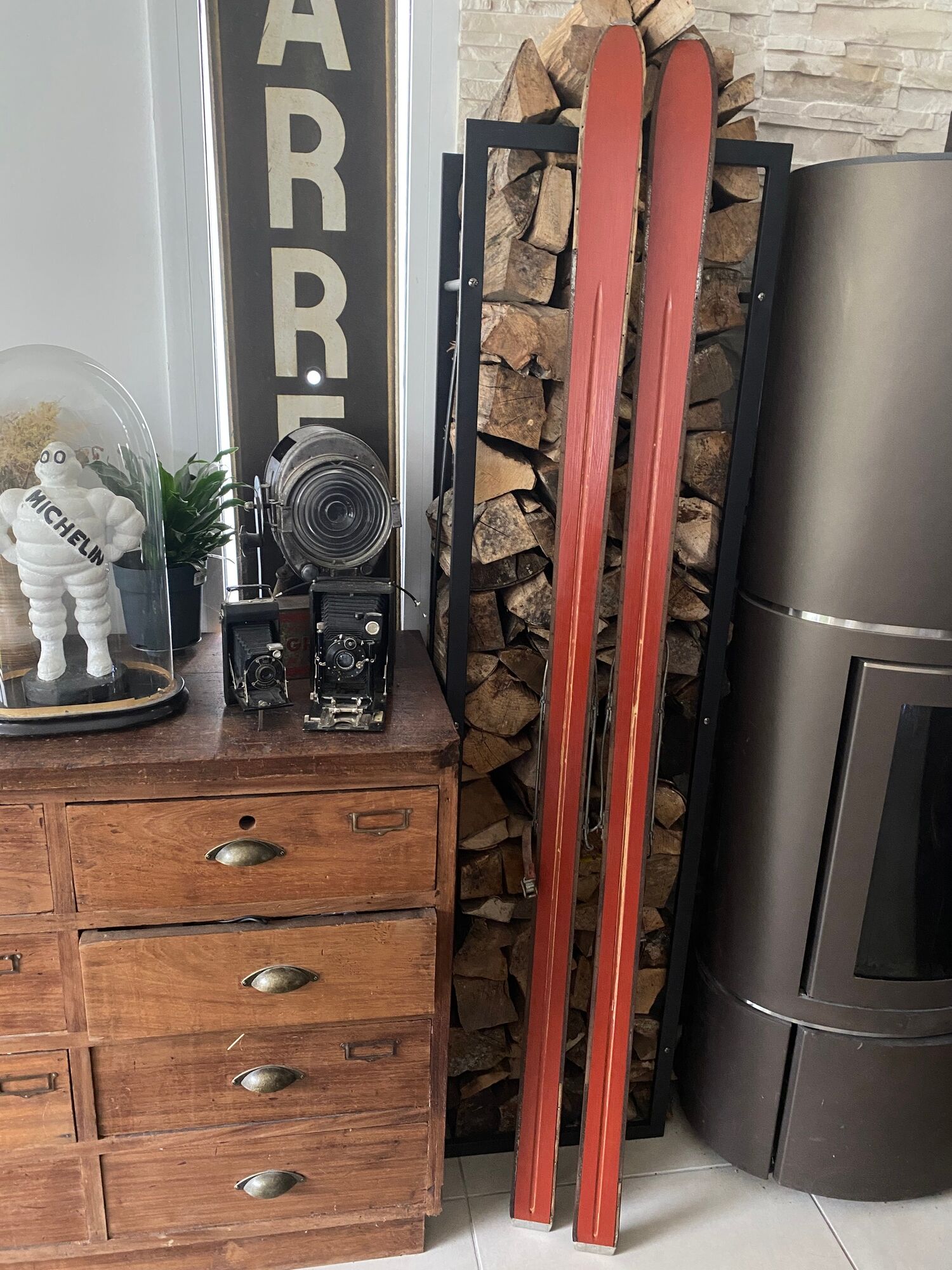 Paire de ski Rossignol Hickory vintage en bois