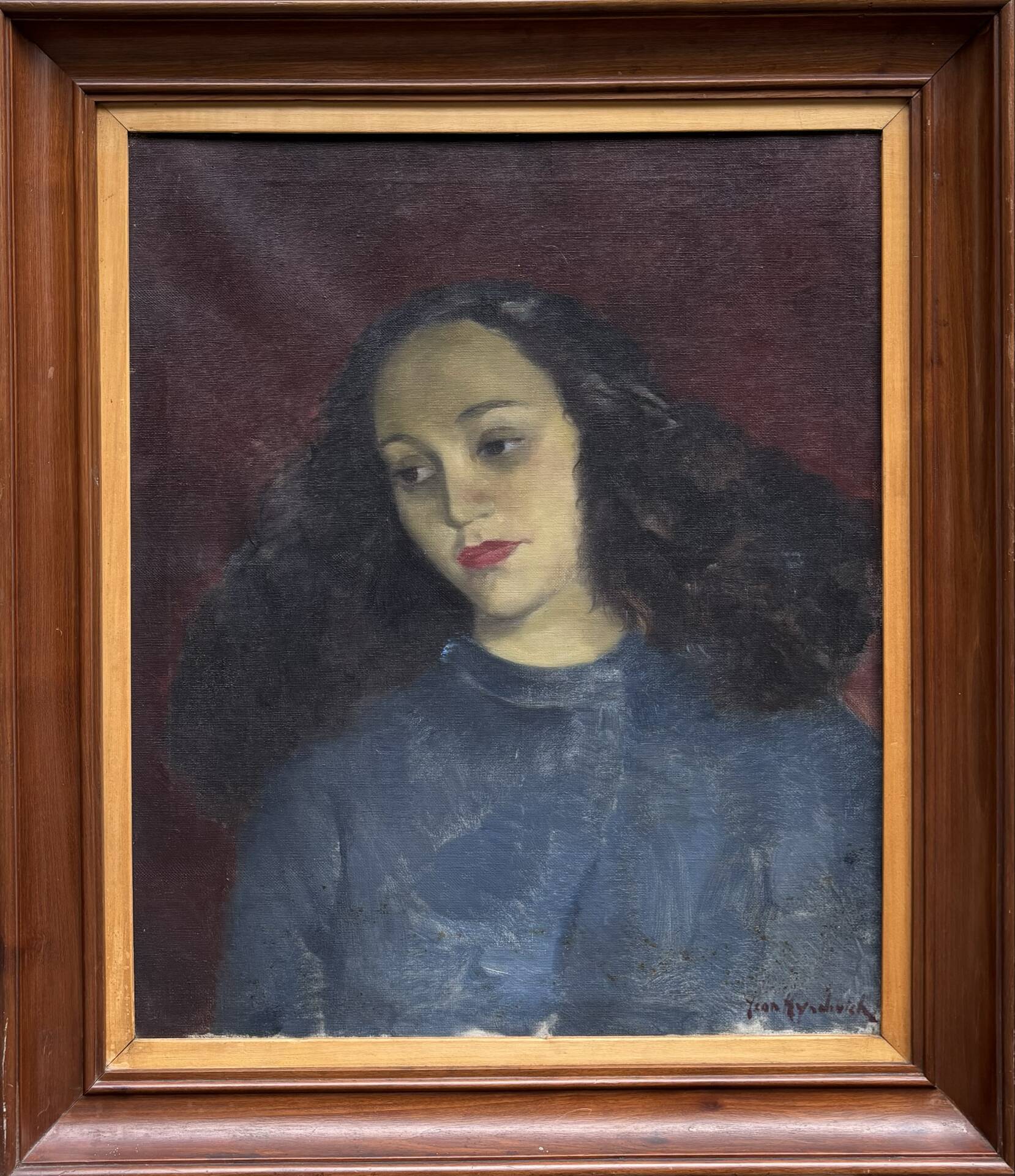 Oil portrait of young woman by Jean Hynderick