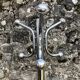 Coat rack chrome parrot with balls on marble foot 1970