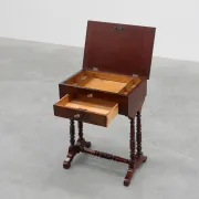 Louis Philippe Side Table with Two Drawers and Turned Twin Legs, France, 18