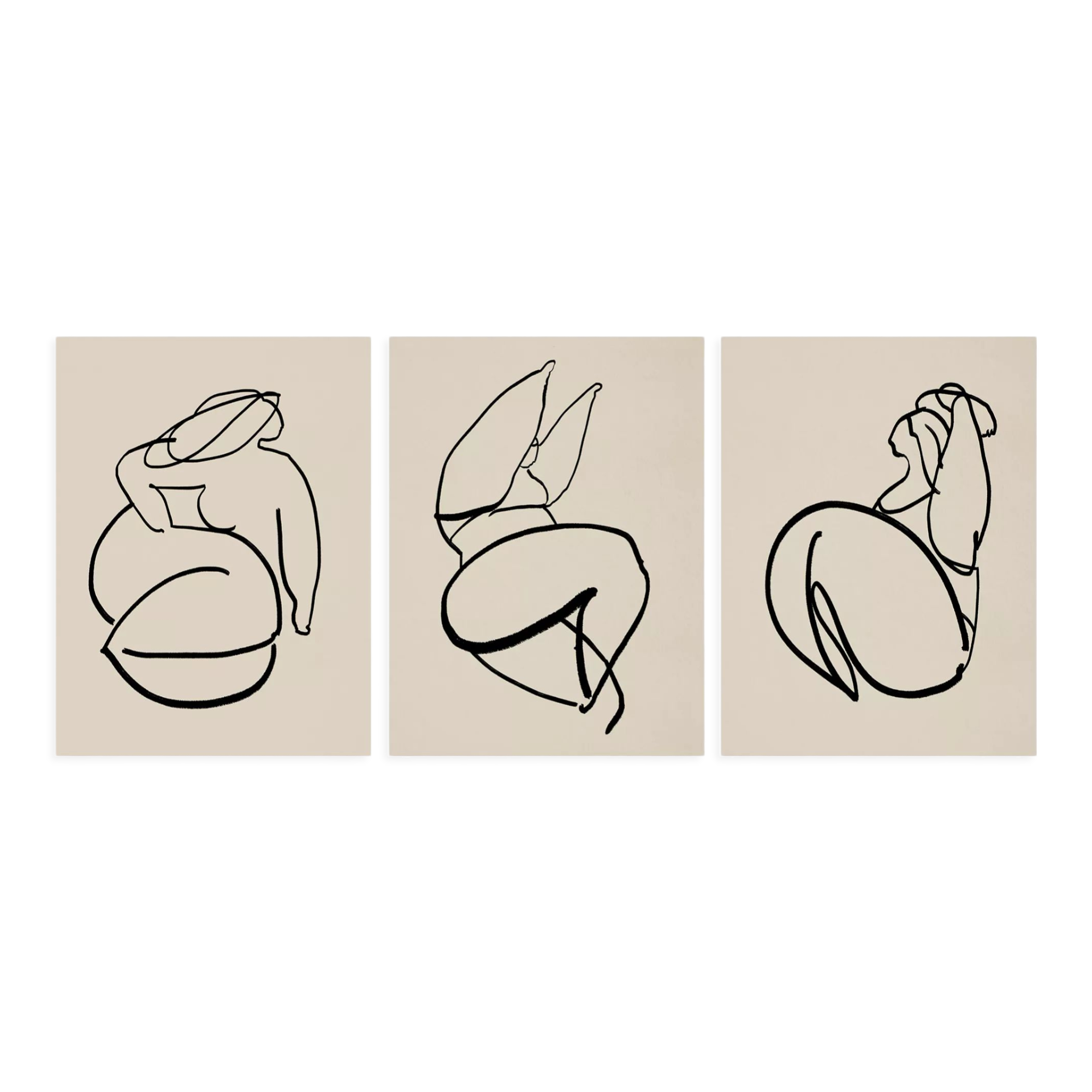 Set of 3 figure giclee prints