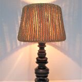 Wood lamp turned vintage rope blinds