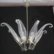 Extraordinary Large Transparent Murano Glass Leaves Chandelier by Franco Lu