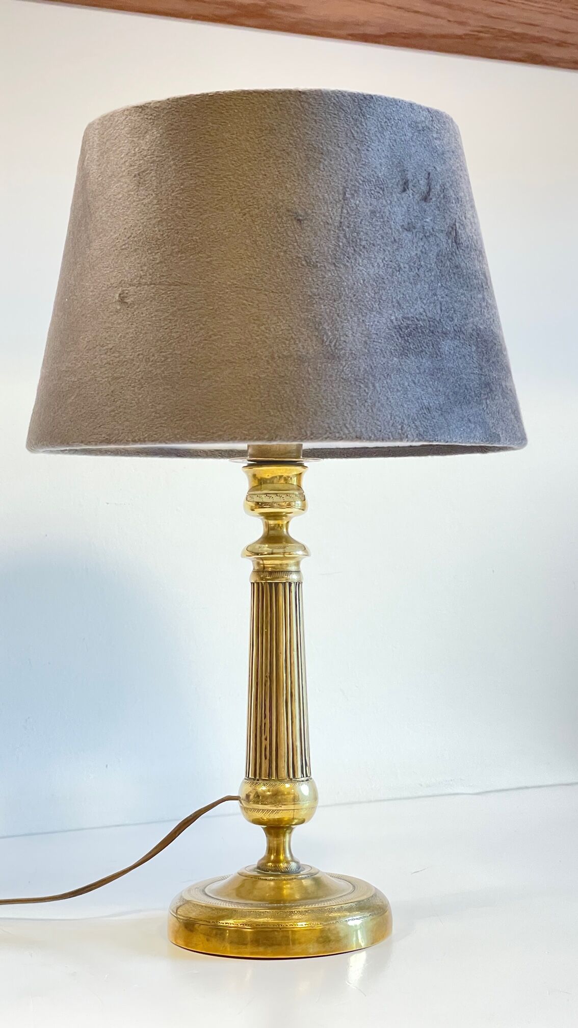 Candlestick lamp solid brass and velvet