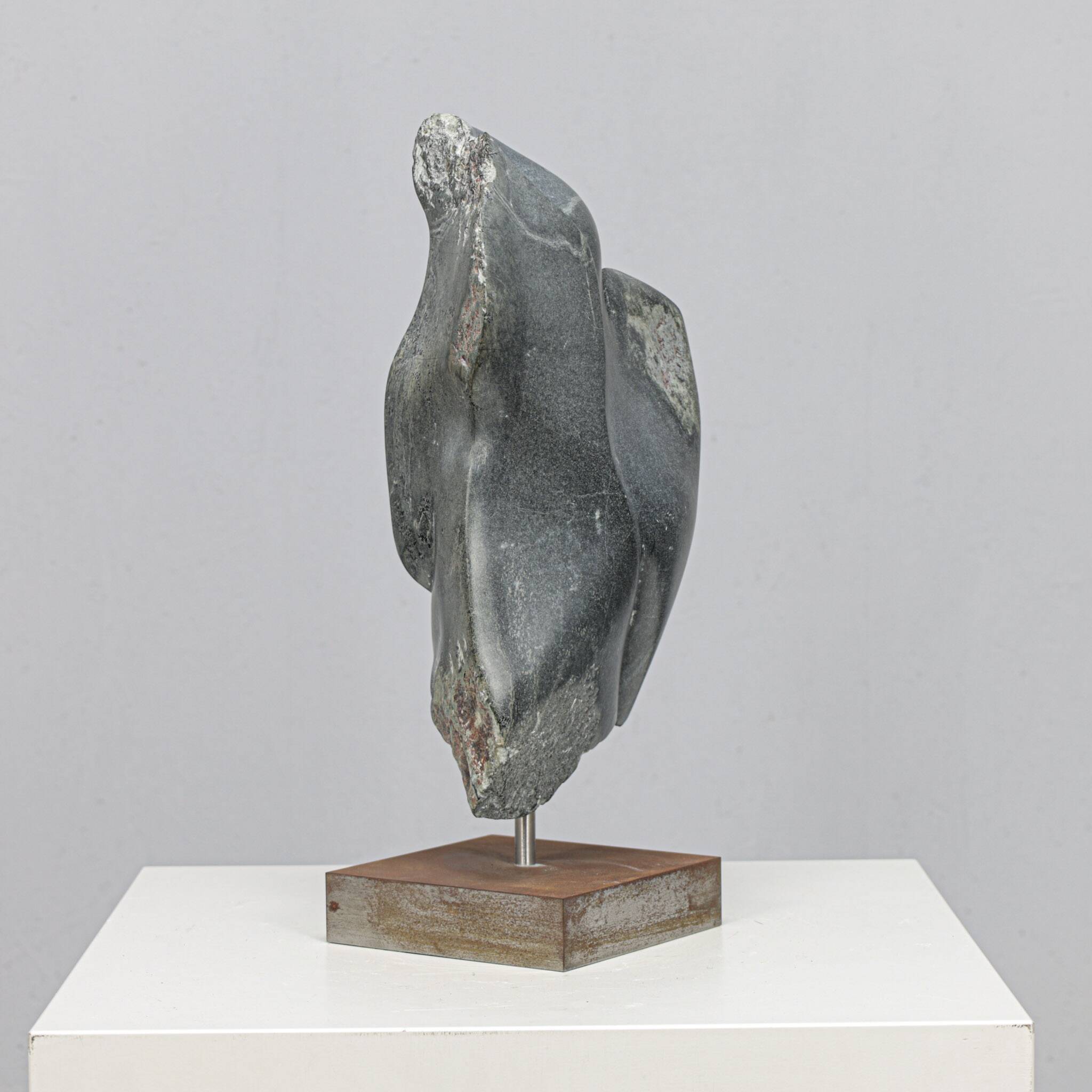 Abstract dolomite stone sculpture by Ineke van Zuuren, Netherlands, 1980s