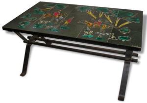 Table basse années 70 métal et