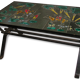 1970s metal and ceramic coffee table with hunting decor, signed