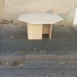 Exagonal travertine coffee table