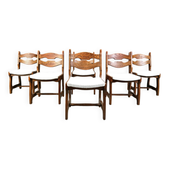 Chaises de salle à manger brutalistes vintage, lot de 6 - années 1970