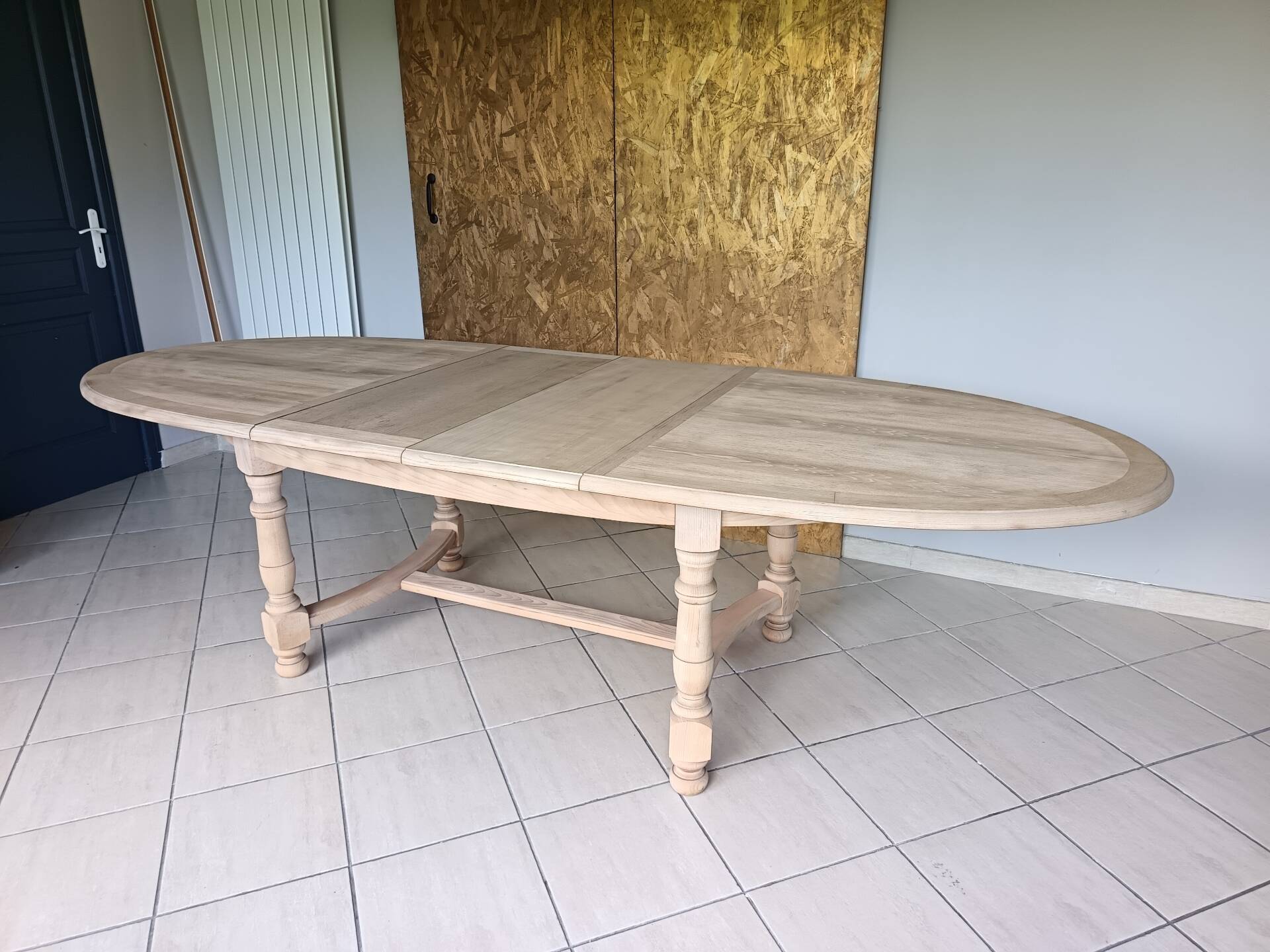 Renovated solid oak extendable oval table