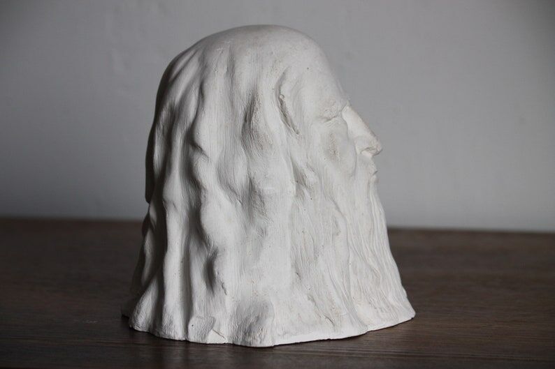 Plaster head depicting Leonardo da Vinci