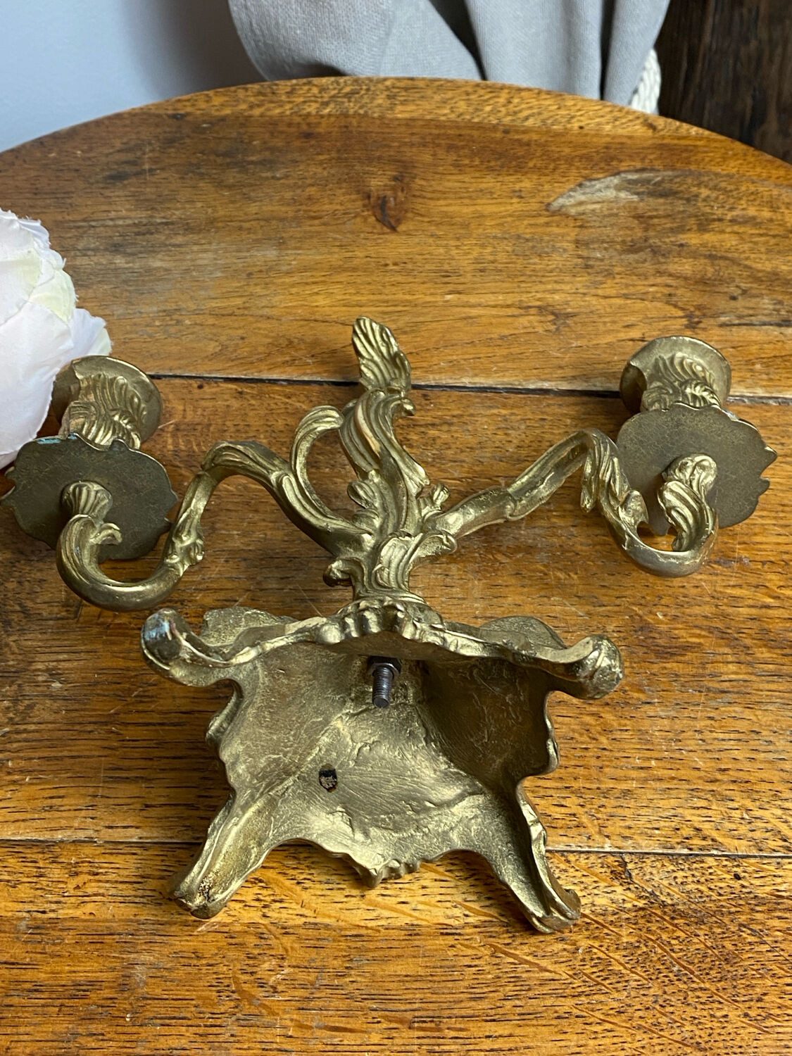 Two-arm chandelier, rocaille style, in bronze