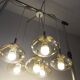 Light smoked glass water drop chandelier with 6 drops from the 1960s.