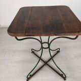 Garden pedestal table metal wood