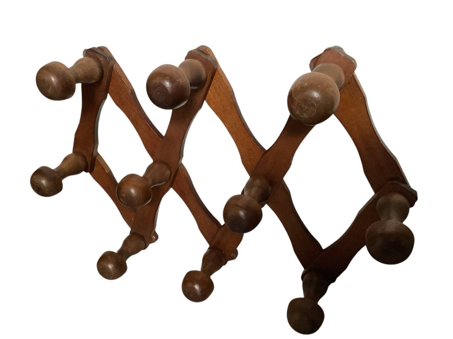 Old wooden accordion coat rack.
