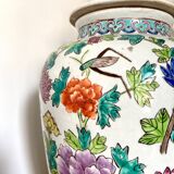 Chinese enamelled earthenware jar with wooden base