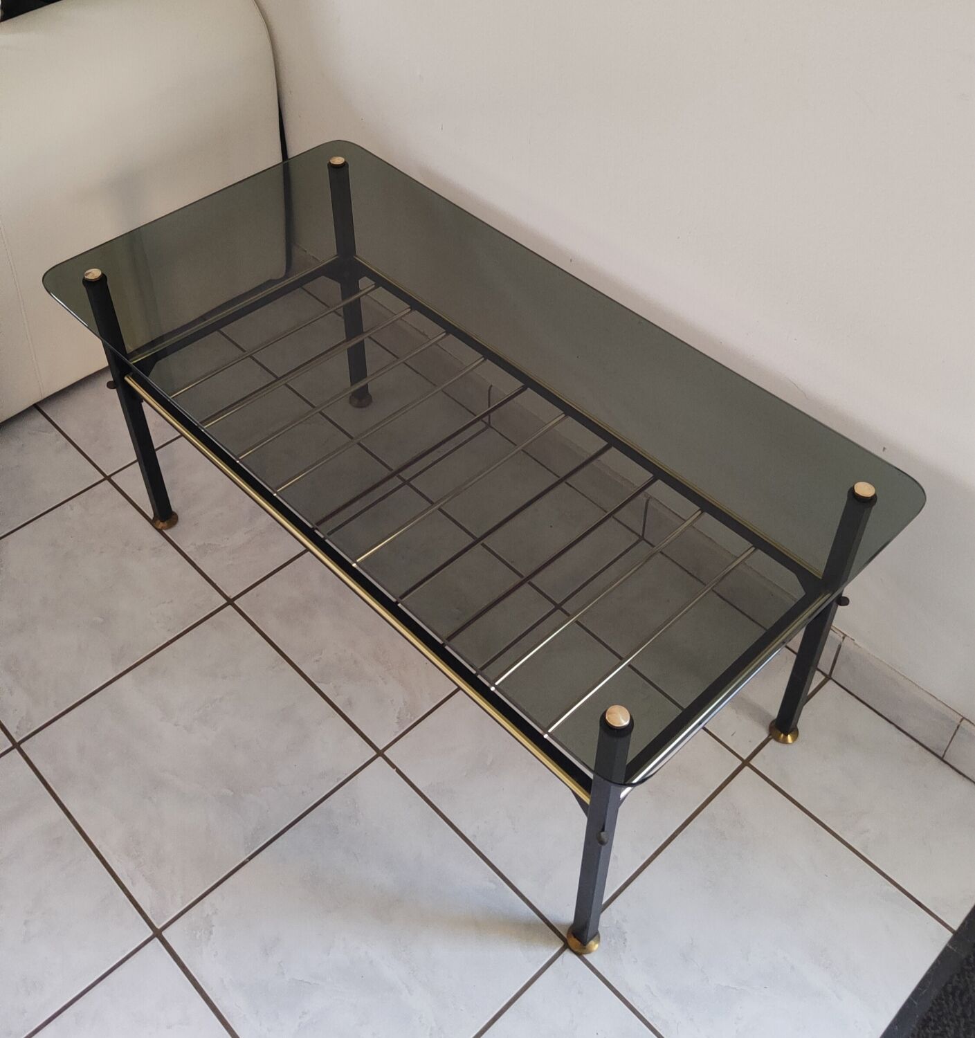 Vintage coffee table 1970 smoked glass