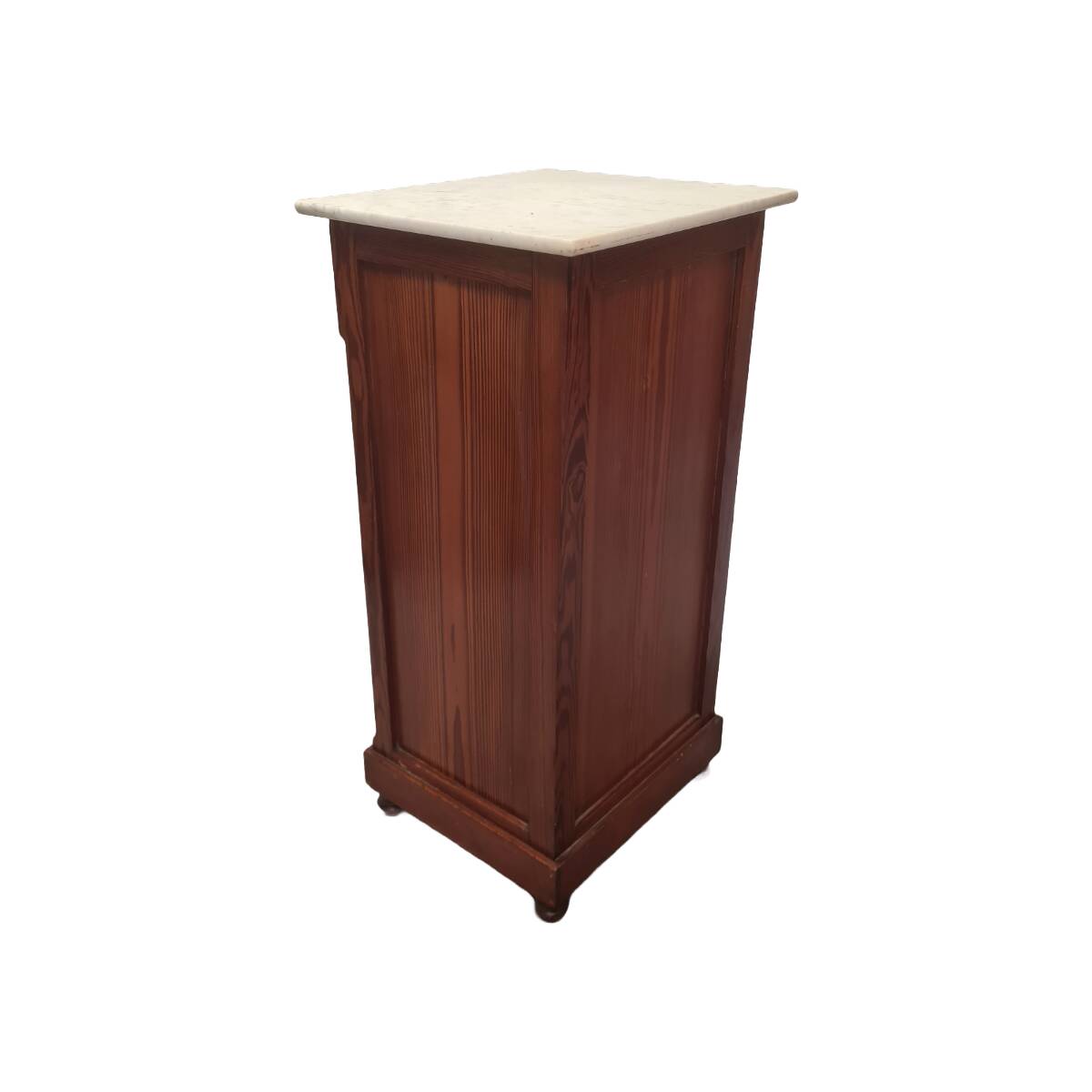 Antique Pine Bedside Table With Marble Top, late 1800s