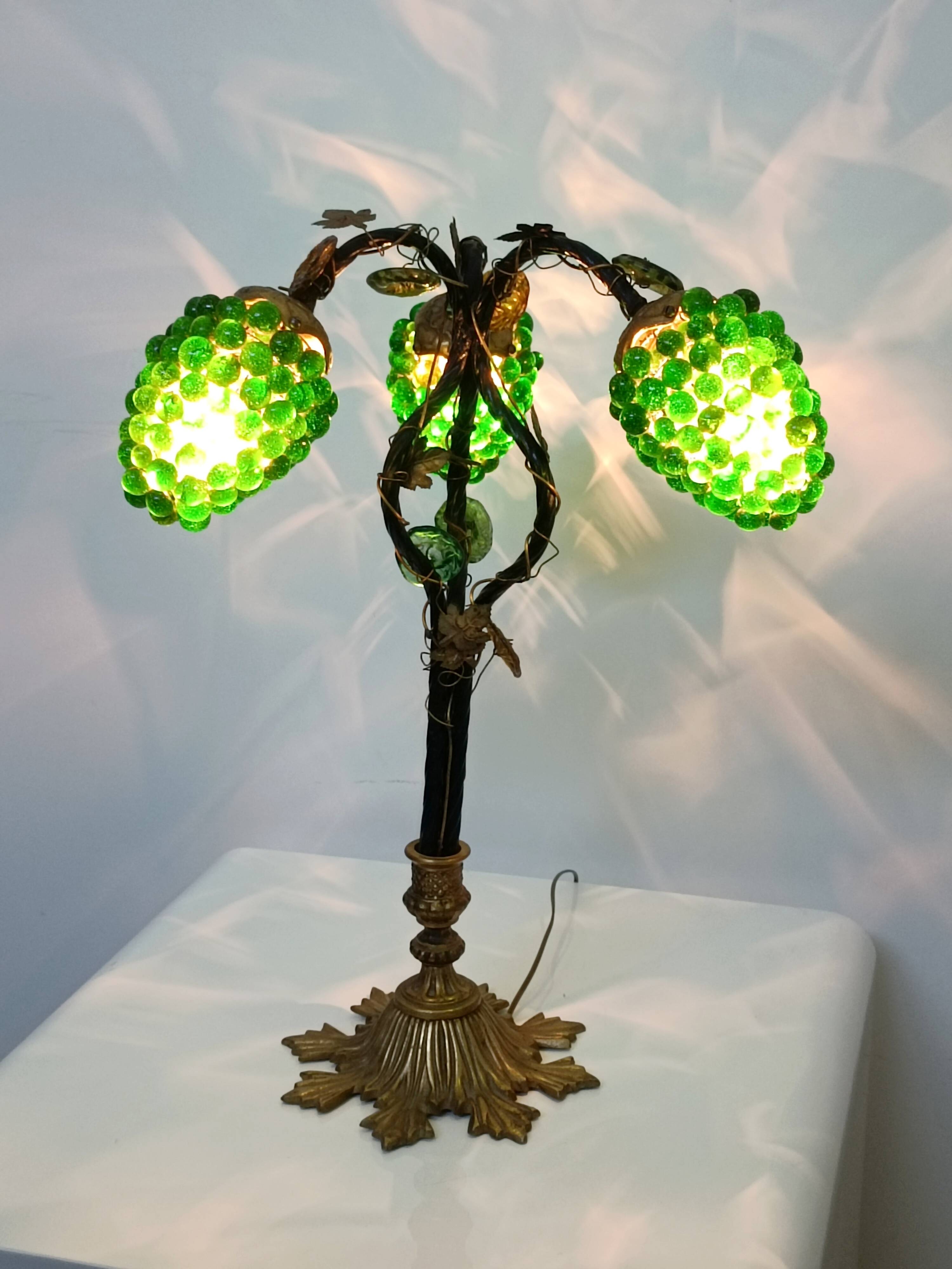 Lampe sculpturale Grappe de raisins verre de Murano 1960s
