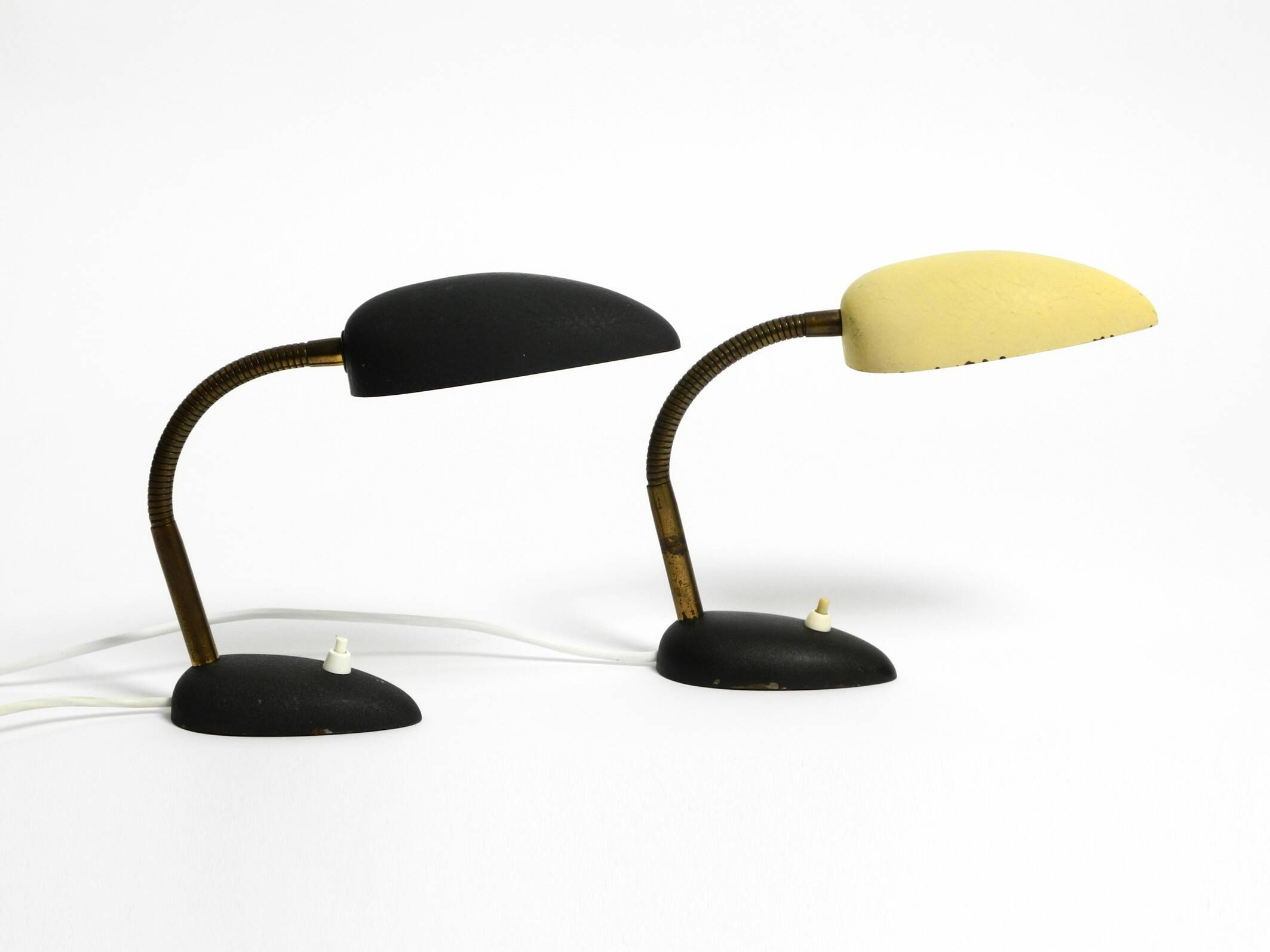 Pair of small 1950s metal table lamps with goosenecks by Gebrüder Cosack