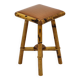 Vintage stool bamboo wood skai leather wooden tabuuret 49cm