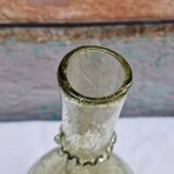 Vintage carafe signed Biot, blown glass, bubbled.