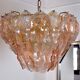 Chandelier "Leaves" murano mazzega, pink glass, italy, 1960