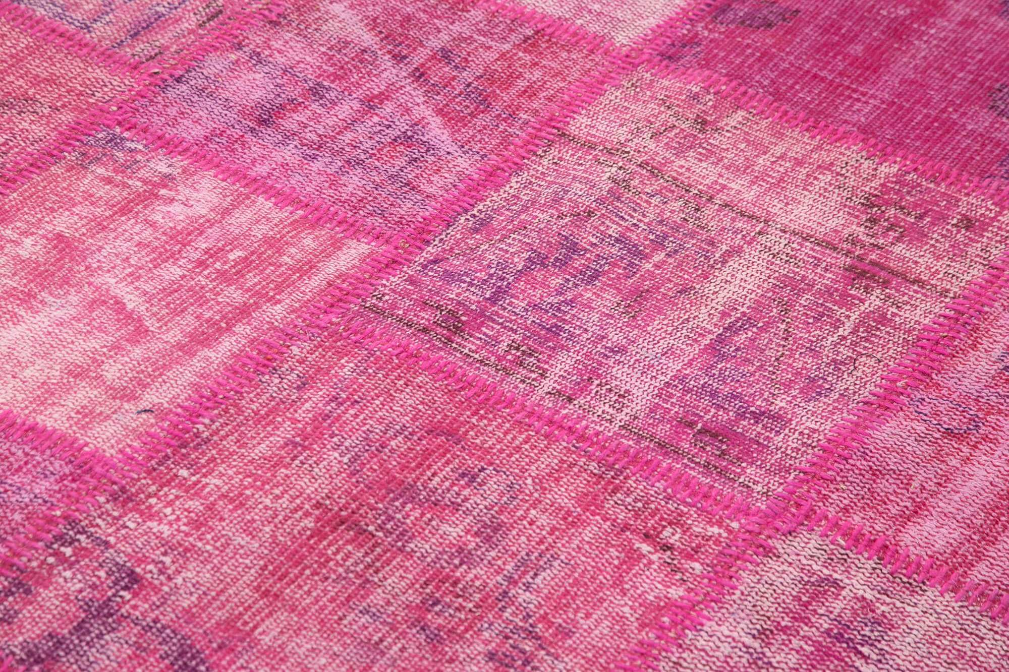Handmade anatolian vintage 175 cm x 242 cm pink patchwork rug