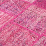 Handmade anatolian vintage 175 cm x 242 cm pink patchwork rug