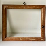 Cadre bois ancien Bordure noire & dorée 28,5 cm x 24 cm
