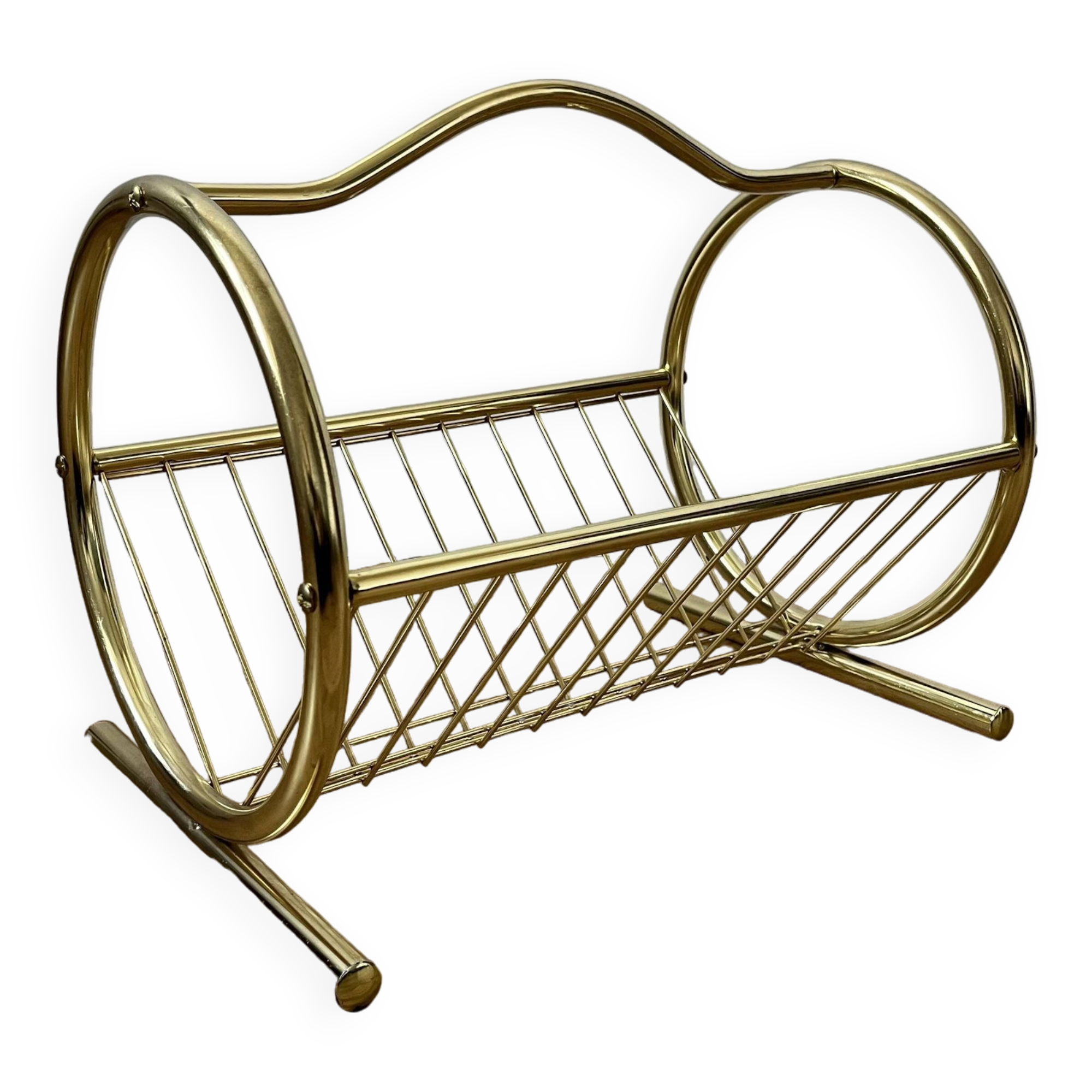 Porte-revues moderne doré du milieu du siècle, années 70