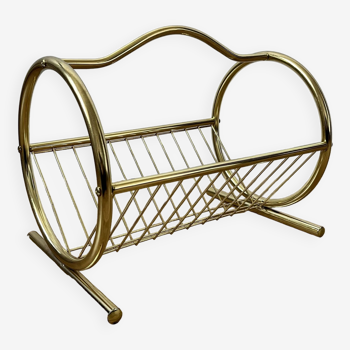 Gold Mid Century Modern Magazine Rack, 70s