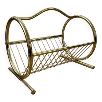 Gold Mid Century Modern Magazine Rack, 70s