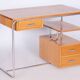 Bauhaus Writing Desk in Oak, Chrome-Plated Steel, Germany, 1930s