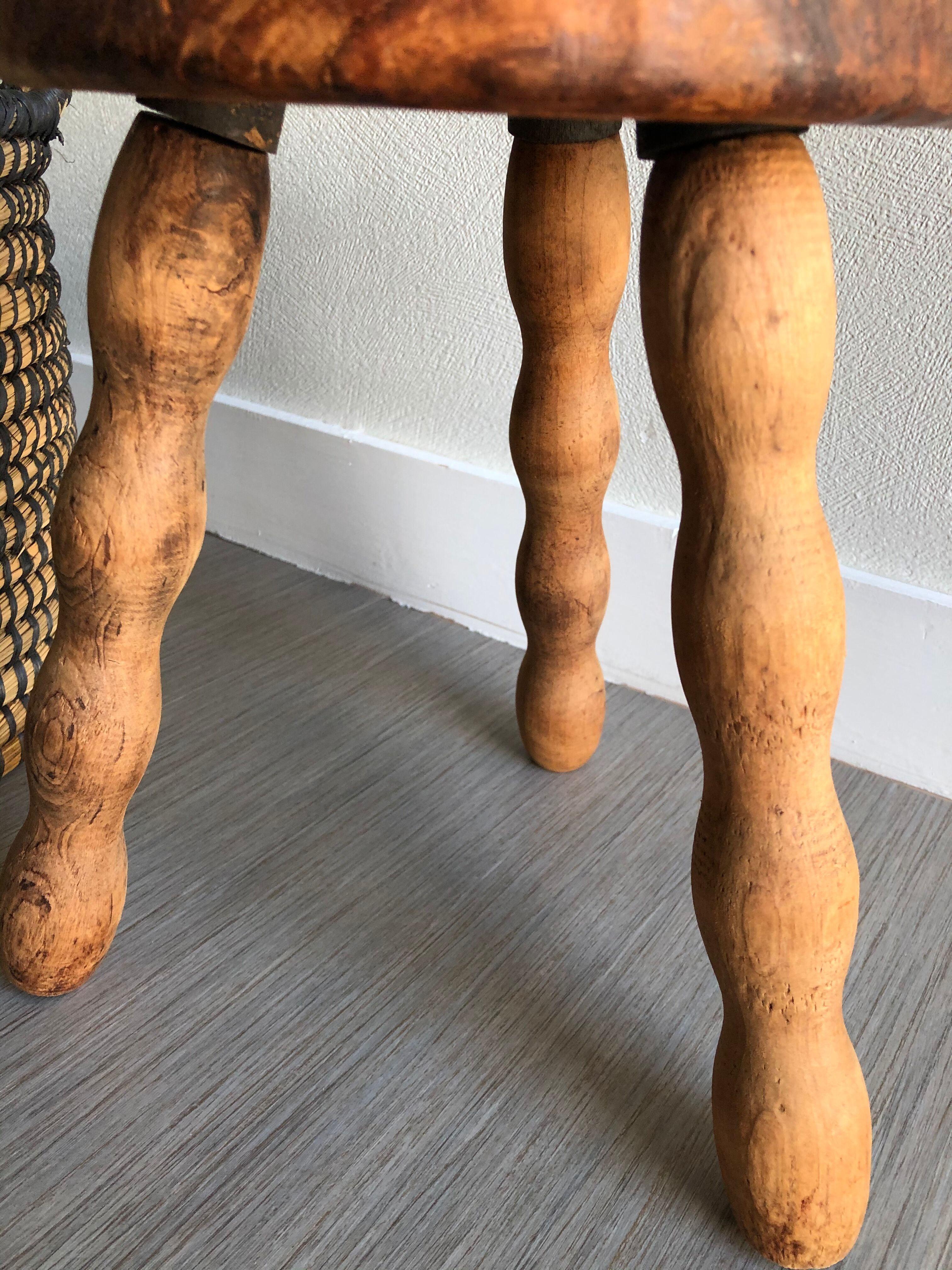 Wood tripod stool