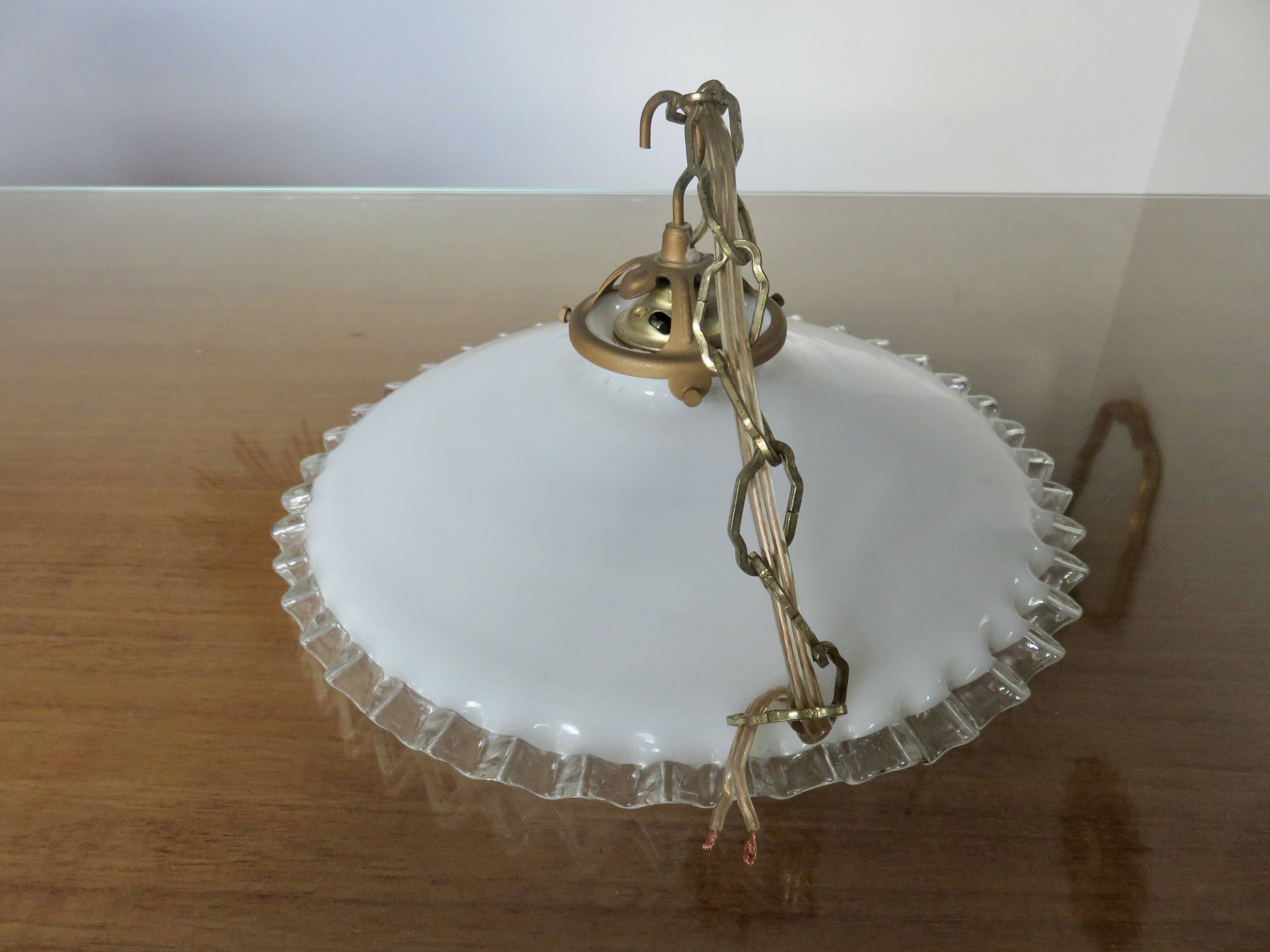 Art Deco pendant light in serrated glass, 1930s