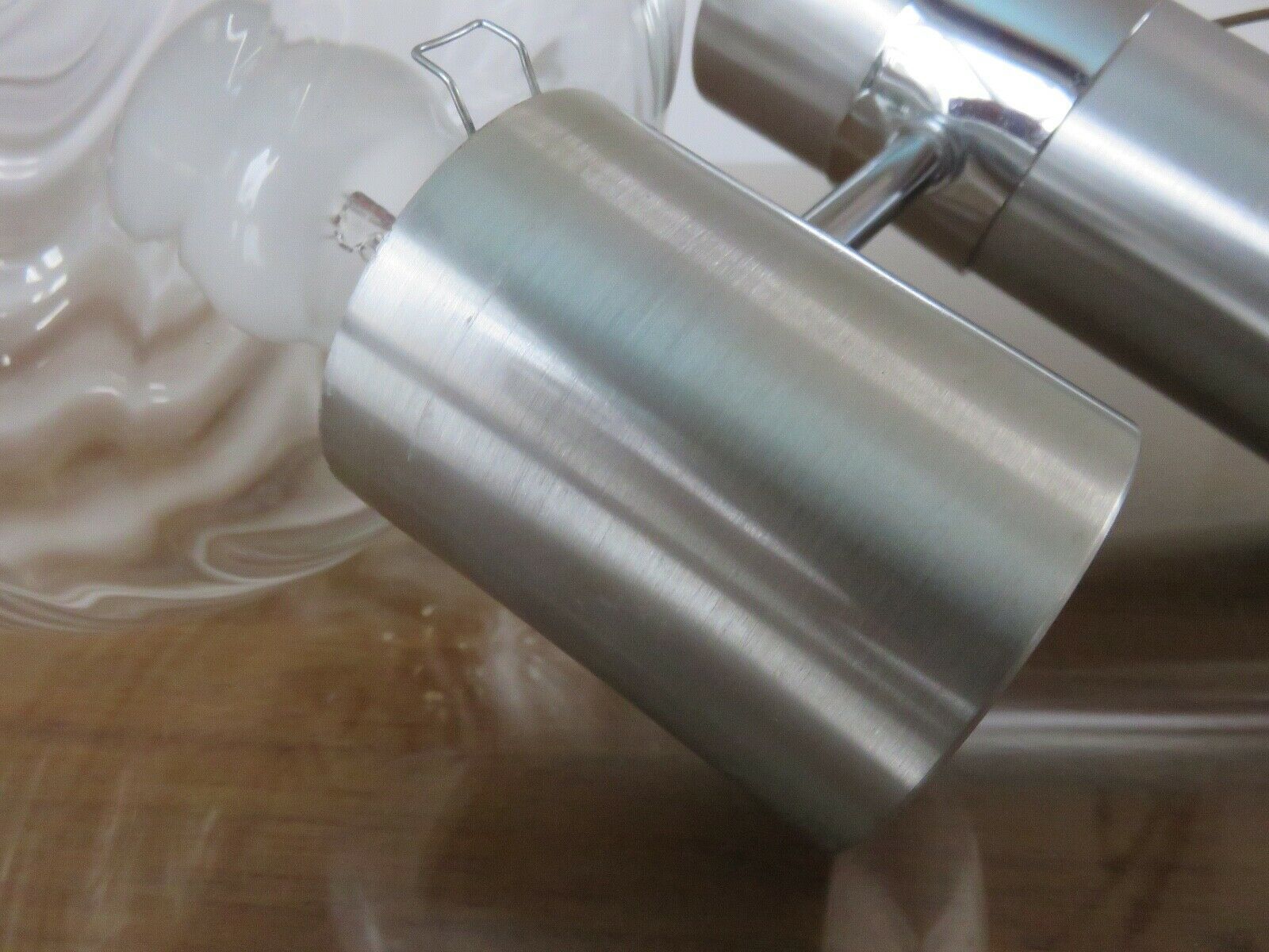 Pair of wall lamps, chrome metal and brushed aluminum 60s 70s