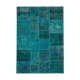 Handwoven oriental overdyed 171 cm x 243 cm turquoise patchwork carpet